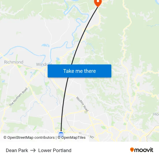 Dean Park to Lower Portland map