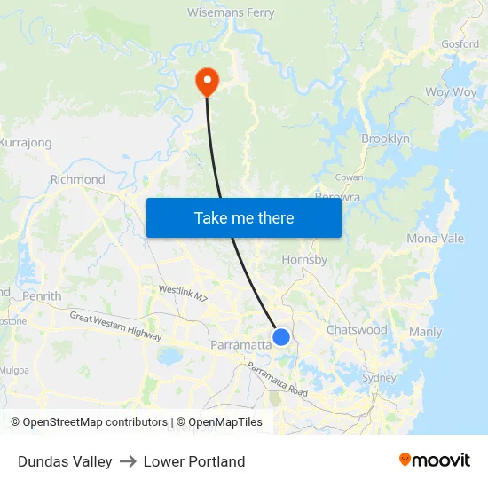 Dundas Valley to Lower Portland map