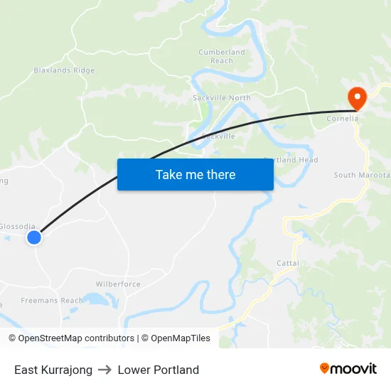 East Kurrajong to Lower Portland map