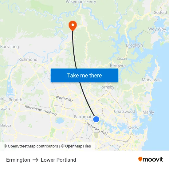 Ermington to Lower Portland map