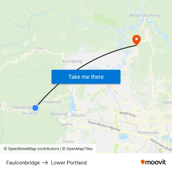 Faulconbridge to Lower Portland map