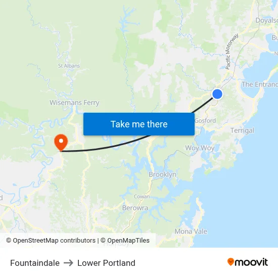 Fountaindale to Lower Portland map