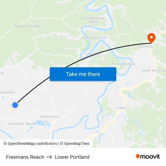 Freemans Reach to Lower Portland map