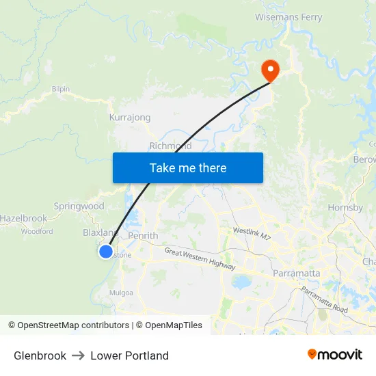 Glenbrook to Lower Portland map