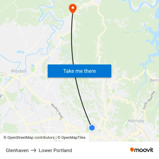 Glenhaven to Lower Portland map