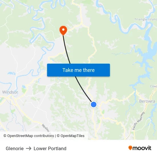 Glenorie to Lower Portland map