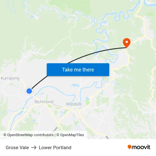 Grose Vale to Lower Portland map