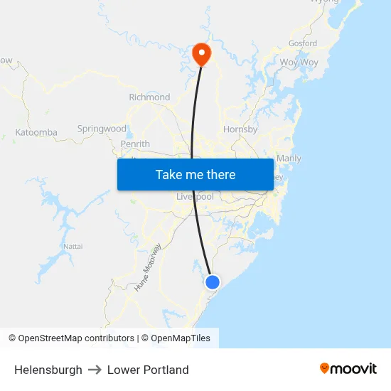 Helensburgh to Lower Portland map