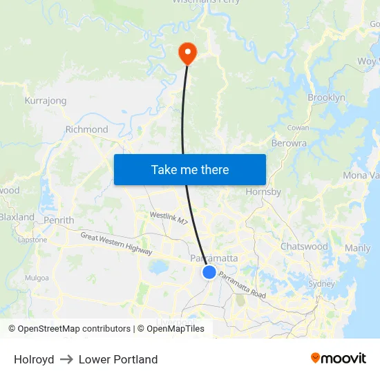 Holroyd to Lower Portland map