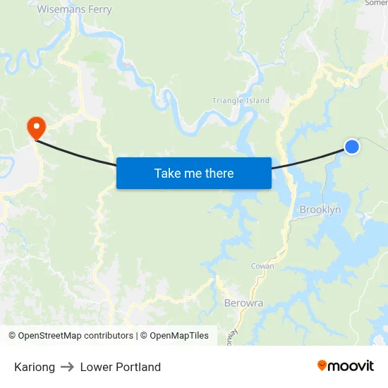 Kariong to Lower Portland map