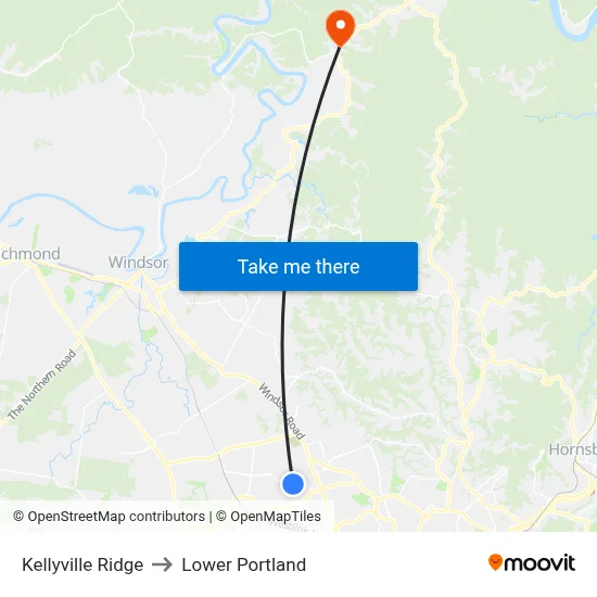 Kellyville Ridge to Lower Portland map