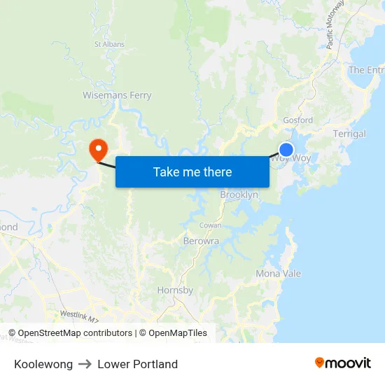 Koolewong to Lower Portland map