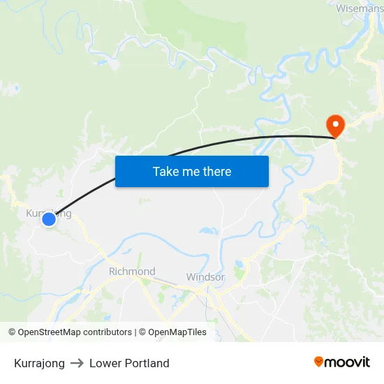 Kurrajong to Lower Portland map
