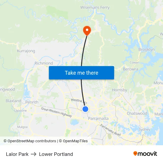 Lalor Park to Lower Portland map