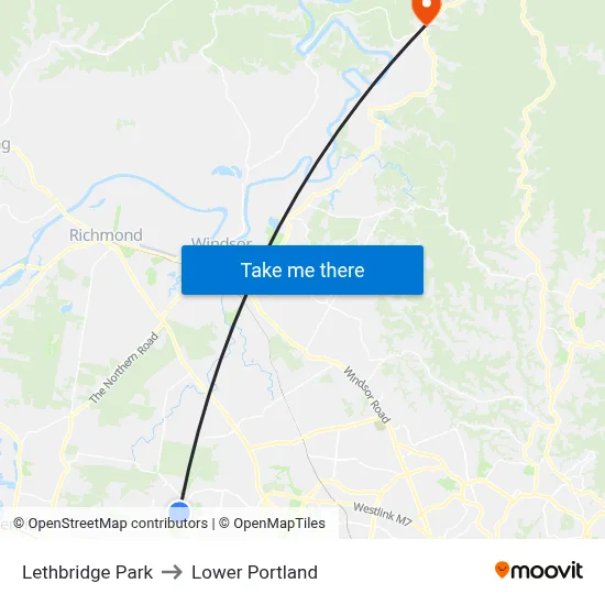 Lethbridge Park to Lower Portland map