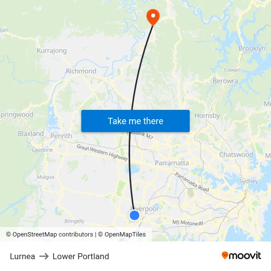 Lurnea to Lower Portland map