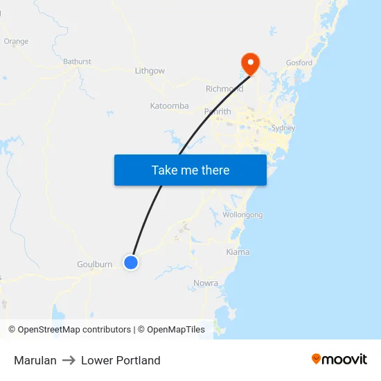 Marulan to Lower Portland map