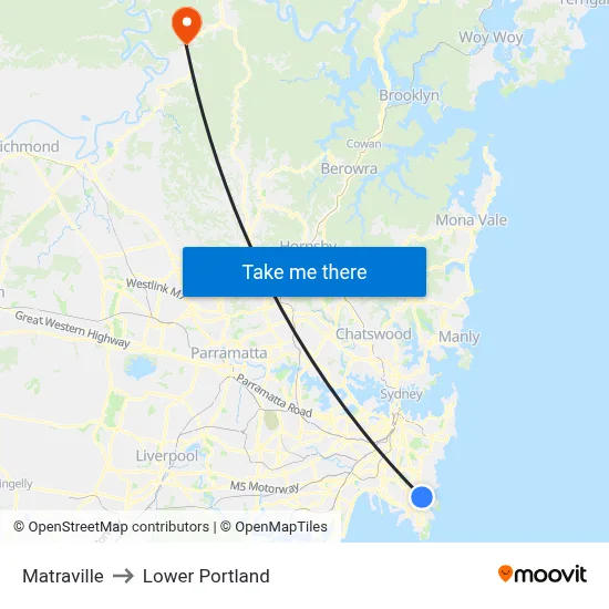 Matraville to Lower Portland map
