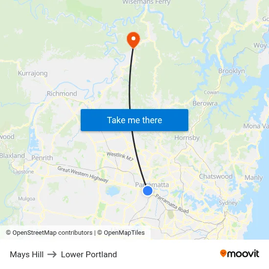 Mays Hill to Lower Portland map