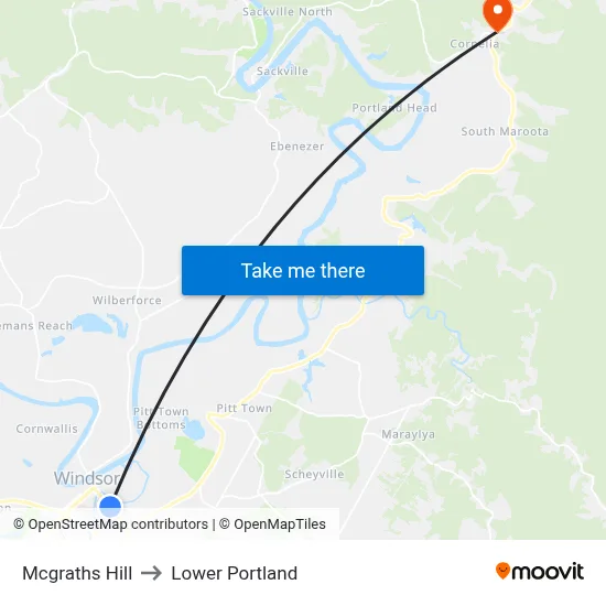 Mcgraths Hill to Lower Portland map