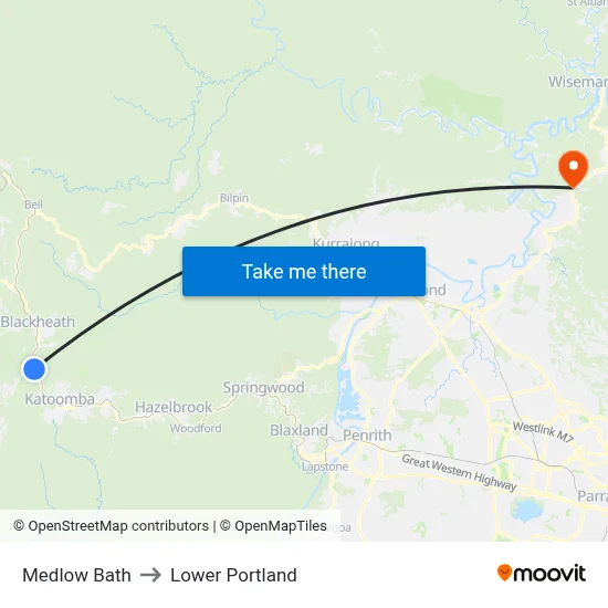 Medlow Bath to Lower Portland map