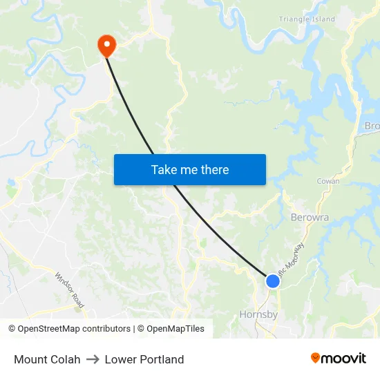 Mount Colah to Lower Portland map