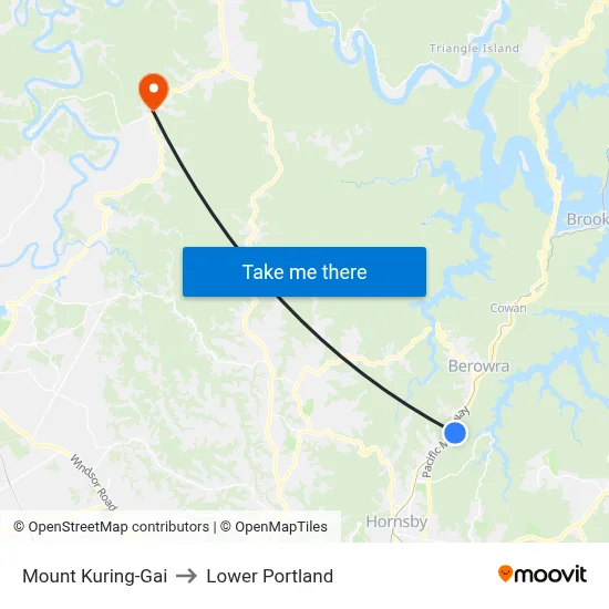 Mount Kuring-Gai to Lower Portland map