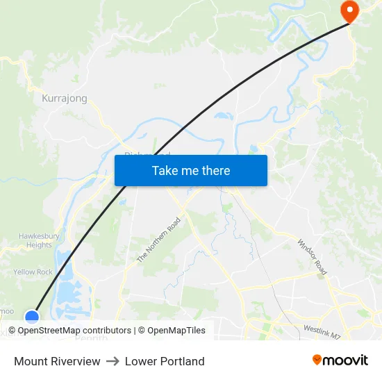 Mount Riverview to Lower Portland map