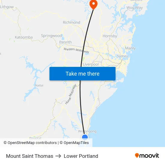 Mount Saint Thomas to Lower Portland map