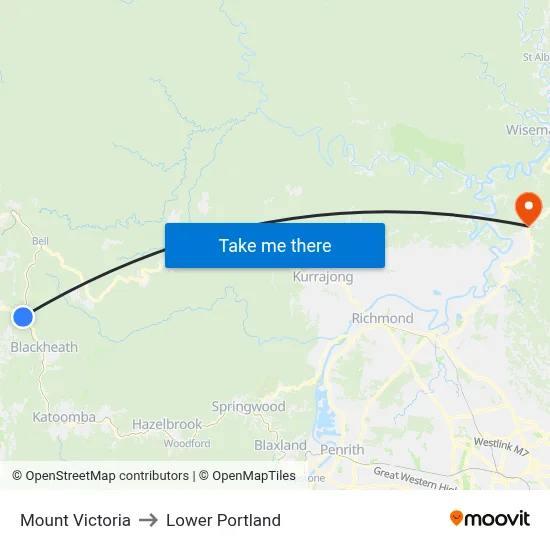 Mount Victoria to Lower Portland map