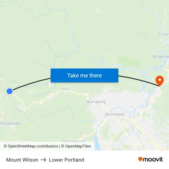Mount Wilson to Lower Portland map