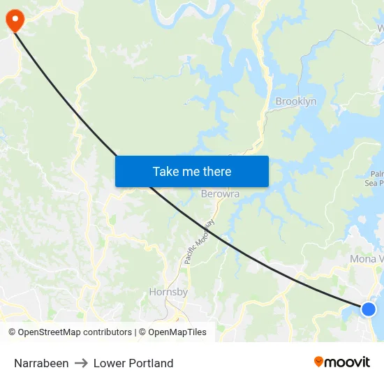 Narrabeen to Lower Portland map