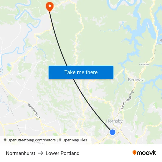 Normanhurst to Lower Portland map