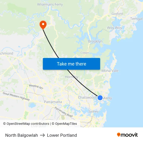 North Balgowlah to Lower Portland map