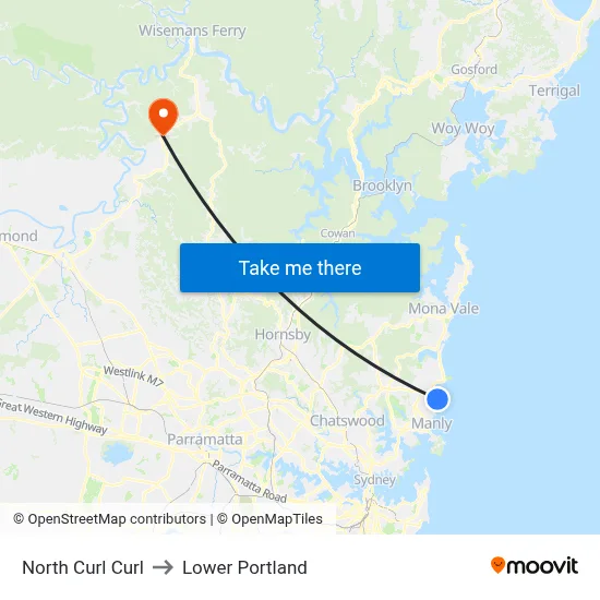 North Curl Curl to Lower Portland map