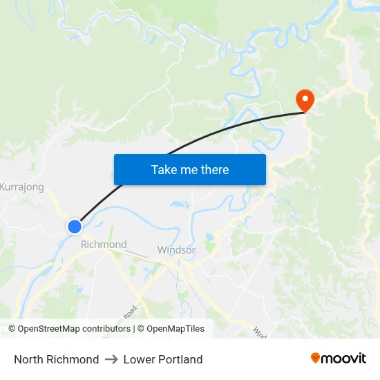 North Richmond to Lower Portland map