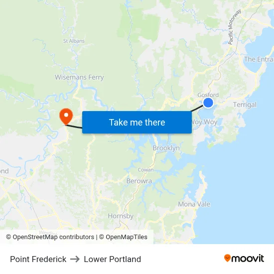 Point Frederick to Lower Portland map