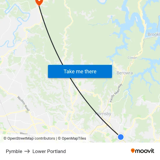 Pymble to Lower Portland map