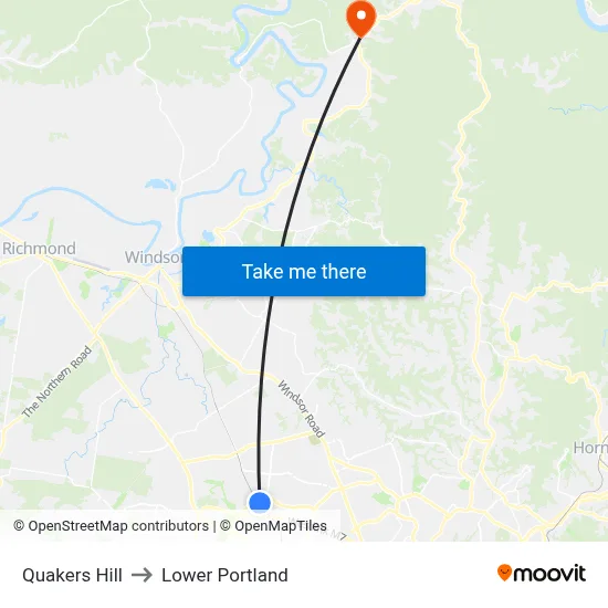 Quakers Hill to Lower Portland map