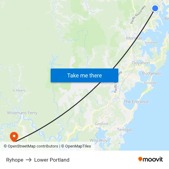 Ryhope to Lower Portland map