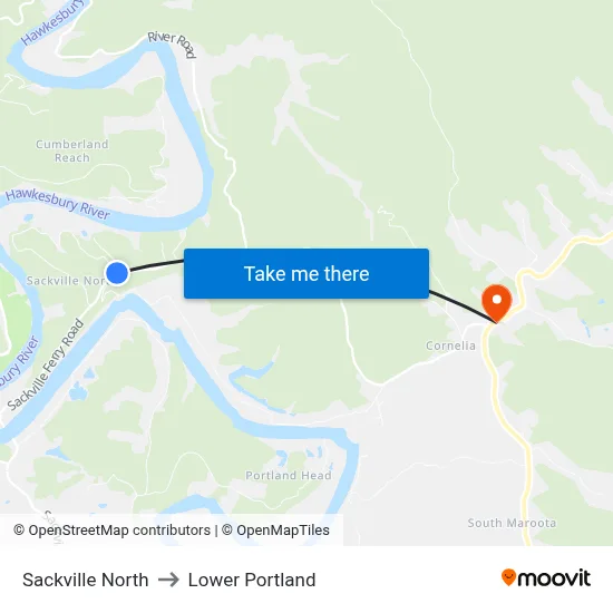Sackville North to Lower Portland map