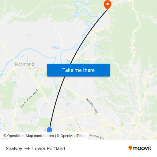 Shalvey to Lower Portland map