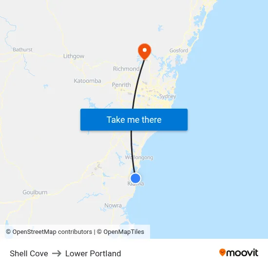 Shell Cove to Lower Portland map