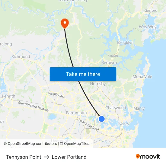Tennyson Point to Lower Portland map