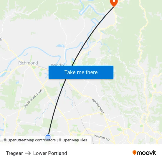 Tregear to Lower Portland map