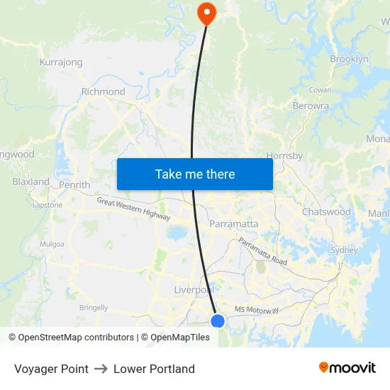 Voyager Point to Lower Portland map