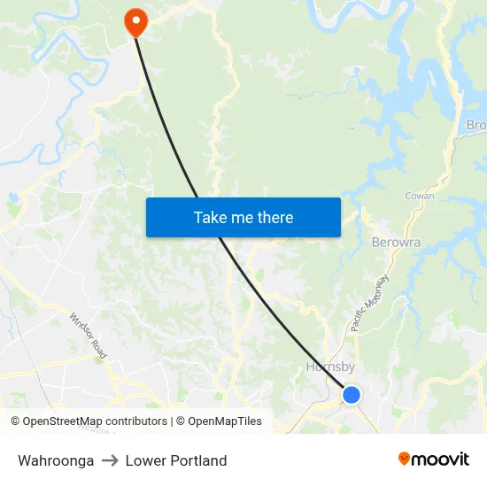 Wahroonga to Lower Portland map