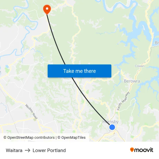 Waitara to Lower Portland map