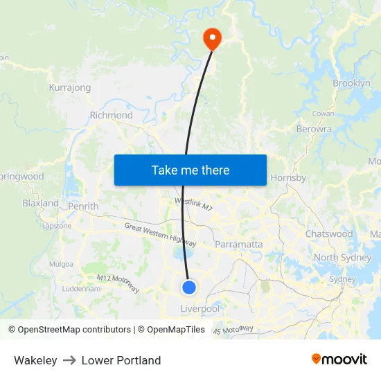 Wakeley to Lower Portland map