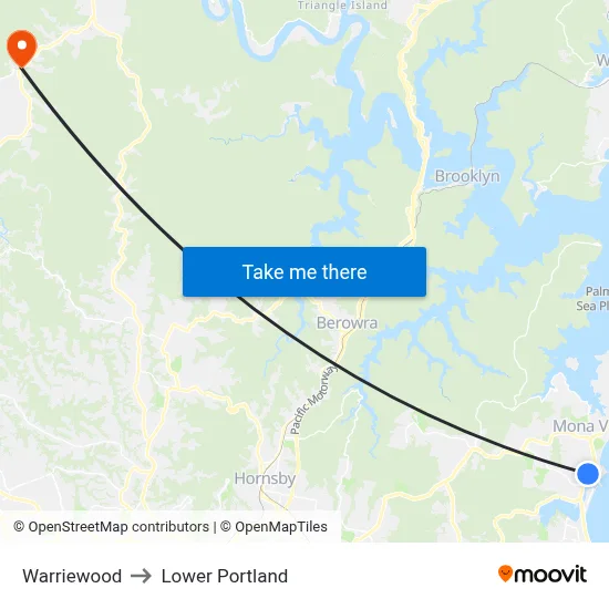 Warriewood to Lower Portland map